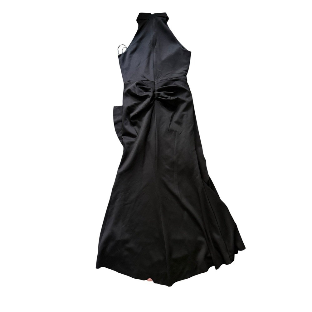 XSCAPE Mock Neck Gown Dress Size 14 Black Mermaid Cascade Ruffle Sleeveless NWT - Picture 5 of 11